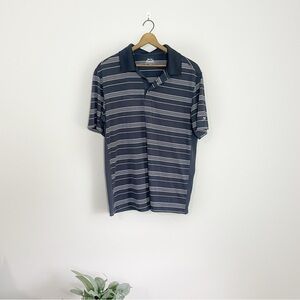 [Slazenger] Men's Gray Striped Preppy Golf Polo Short Sleeve Shirt Summer Cool